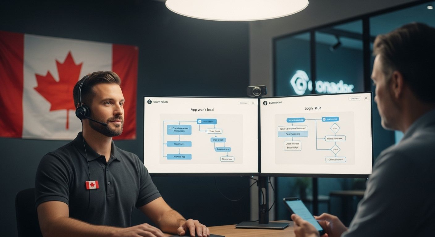 Canadian support representative assisting user with app issues